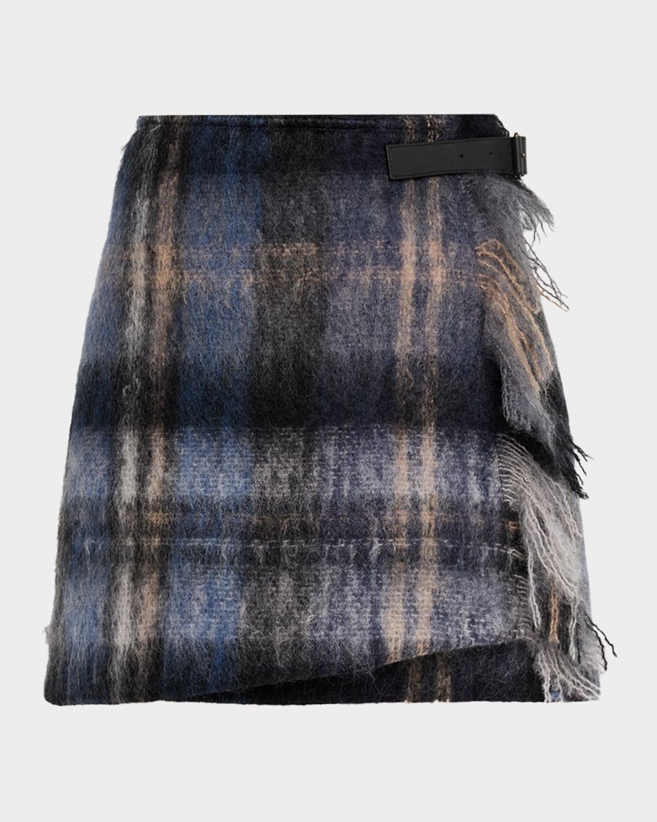 Check Mohair Mini Wrap Skirt